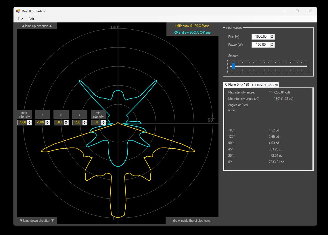 A screenshot of Real IES Sketch, the new photometric tool included in Real IES 3.5